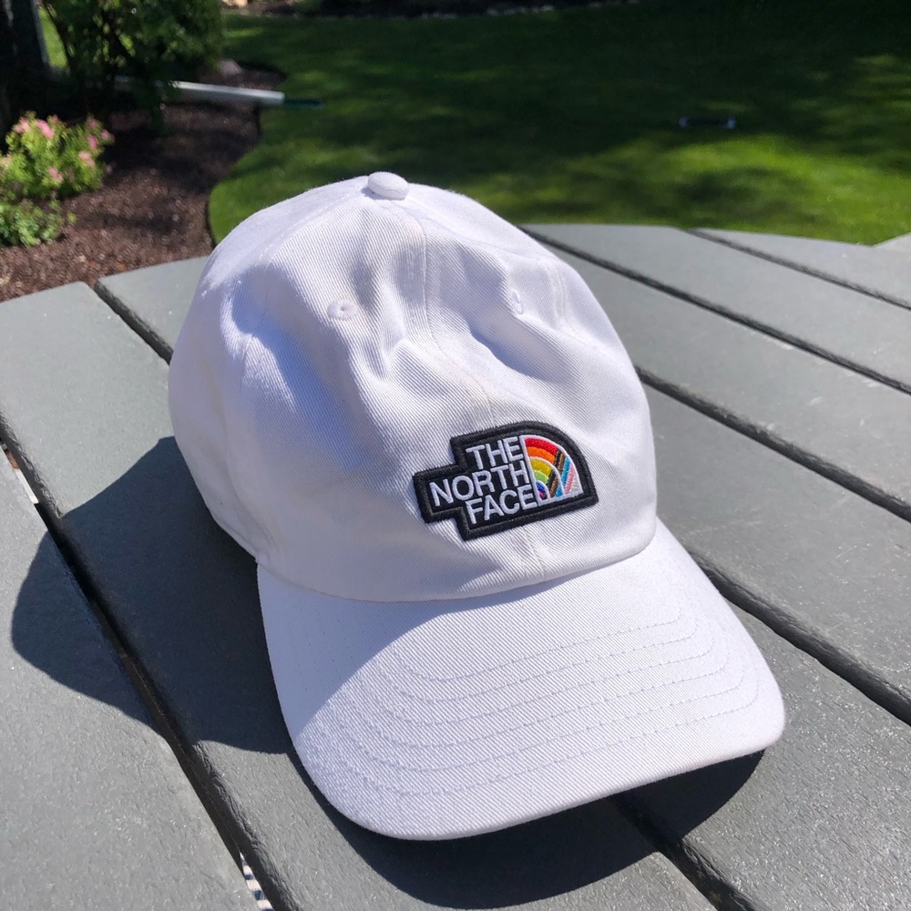 The North Face White Cap with Rainbow Patch